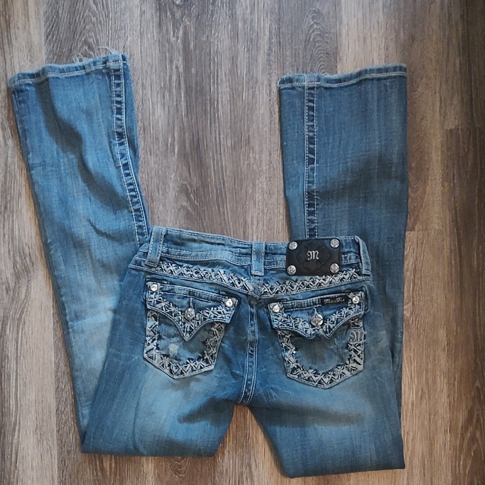 Women's Blue Jeans with Embellished Pockets